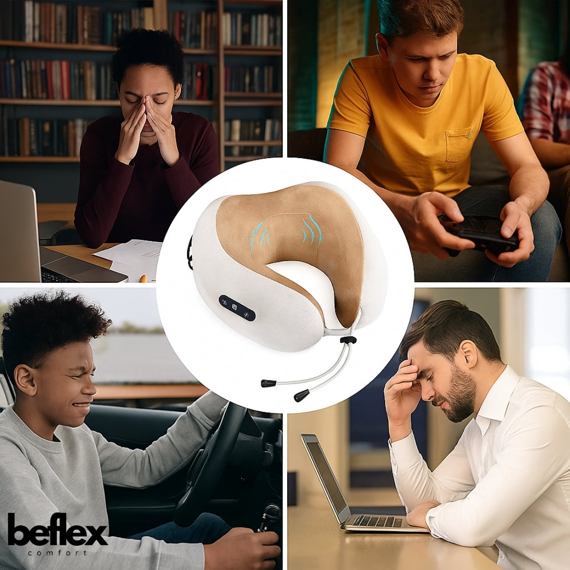 FlexNeck כרית עיסוי חכמה לאזור הצוואר והכתפיים מבית ביפלקס