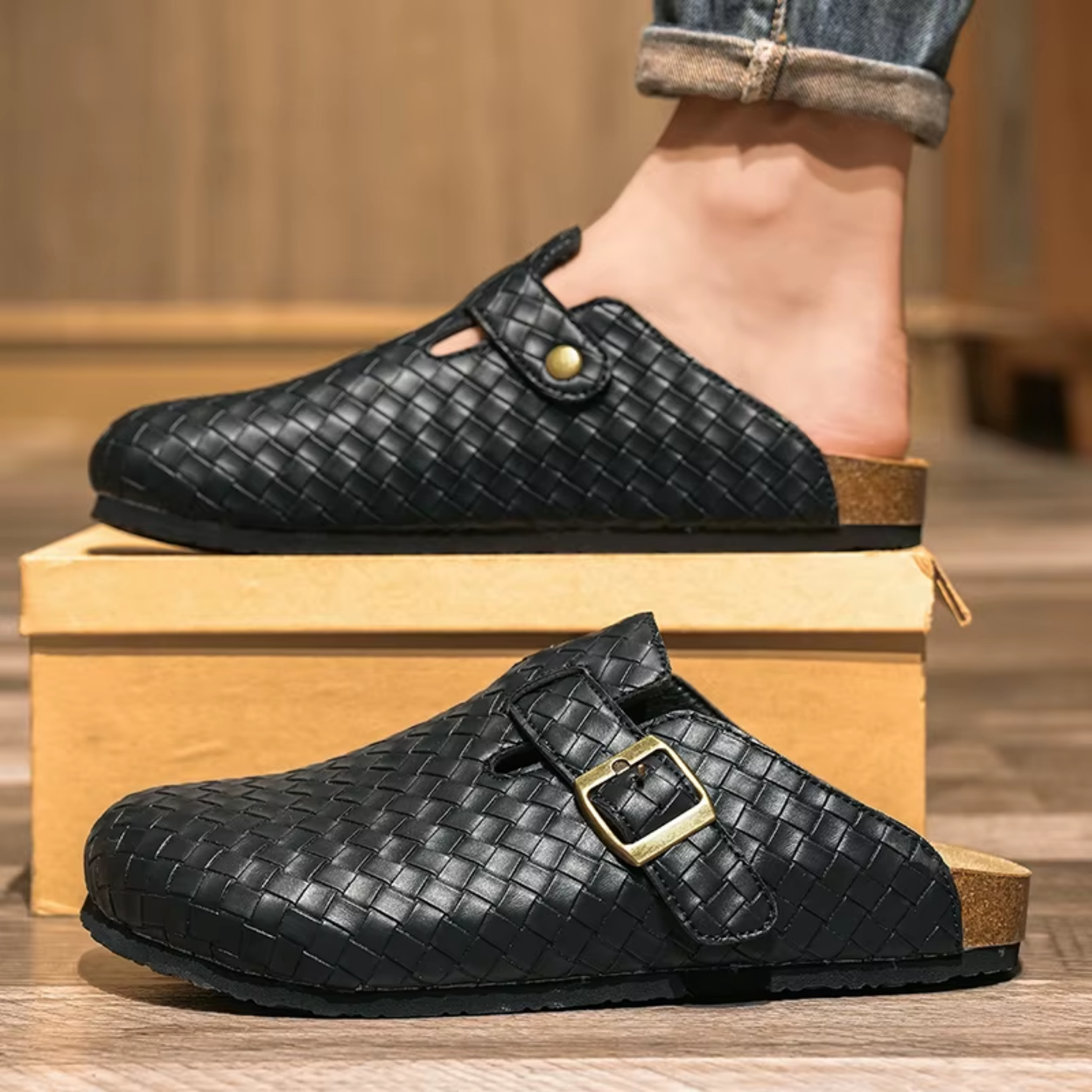 Cork Auto – סנדלי עור אורטופדיים לגברים