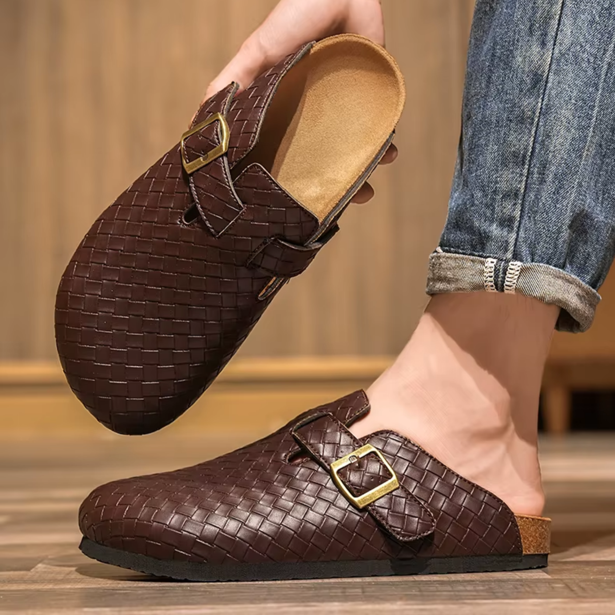 Cork Auto – סנדלי עור אורטופדיים לגברים