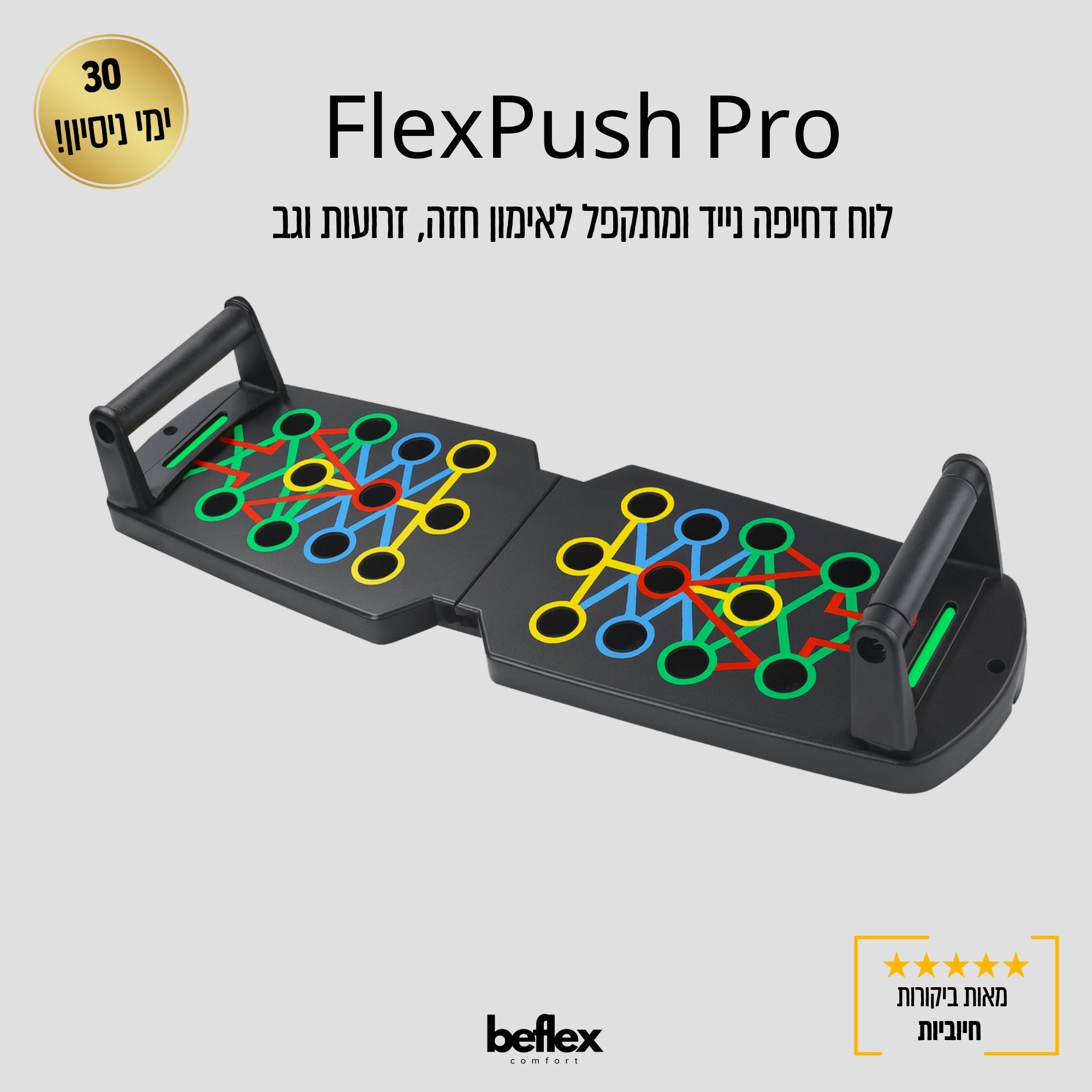 FlexPush Pro – לוח דחיפה נייד ומתקפל לאימון מלא