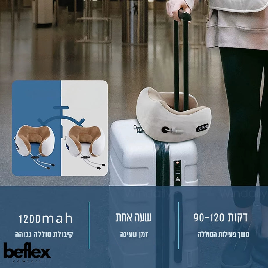 FlexNeck כרית עיסוי חכמה לאזור הצוואר והכתפיים מבית ביפלקס