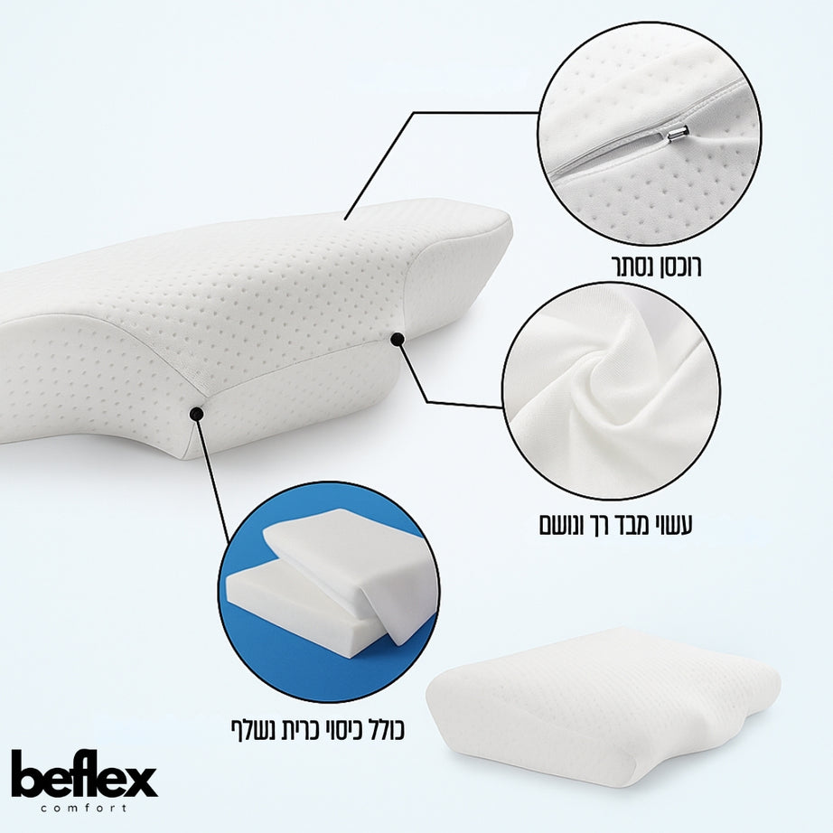 FlexWave כרית שינה עם תמיכה לצוואר ולגב מבית ביפלקס